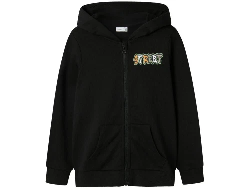 Name It sort sweatshirt cardigan med hætte og street print